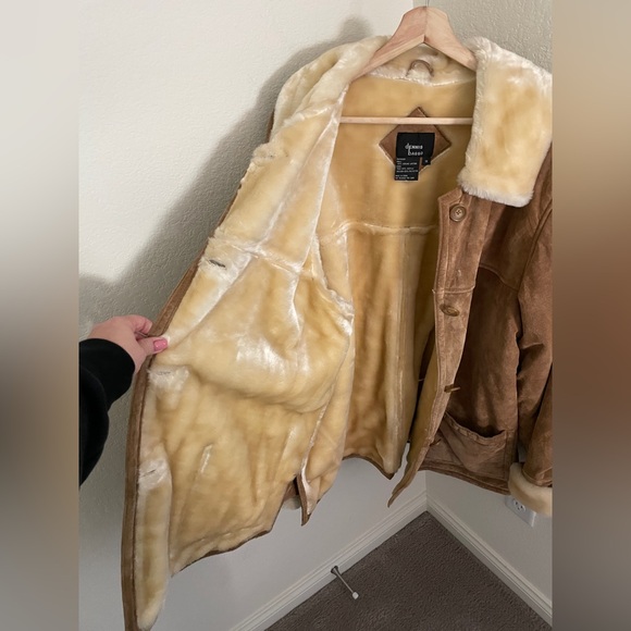 DENNIS BASSO Women’s vintage Shearling Tan Leather suede Chore Coat size 1X - Picture 10 of 14
